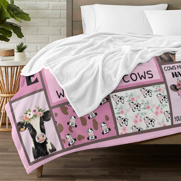 Cow Print Blanket, Cute Cow Throw Blanket Soft Sofa Couch Bed Travel Bedding Room Decor for Kids Teens Adults Christmas Gifts