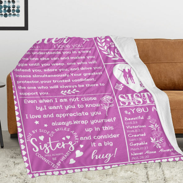 Sister Blanket Gifts, Throw Blankets Gift for Mothers Day, Christmas, Happy Birthday Gifts, Sisters Graduation Gifts Ideas for Women