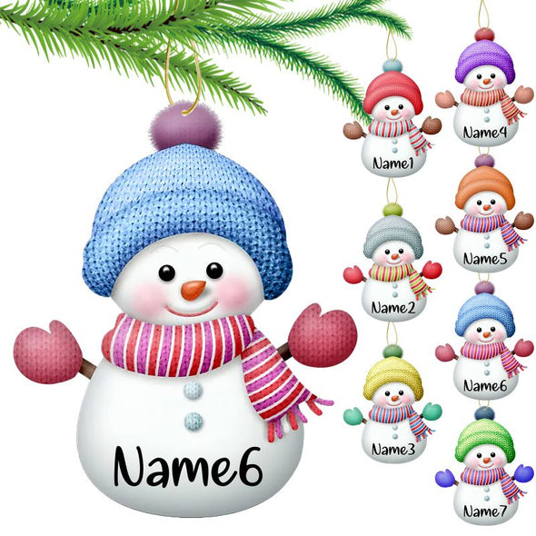 Custom Snowman Ornaments with Name 7Pcs Personalized Christmas Ornaments Family Xmas Tree Hanging Gift - 3.15"（8cm）