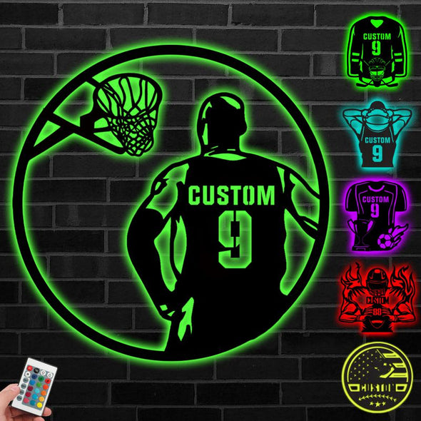 Custom Basketball Jersey/Player Neon Sign Light Personalized Lamp with Name for Room Wall Decor Sport Christmas Birthday Gift