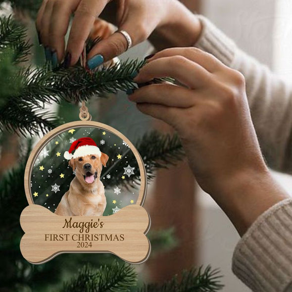 Personalized Dog Photo Christmas Ornaments 2024 Bulk Custom Cat First Christmas Xmas in Memory of Pet