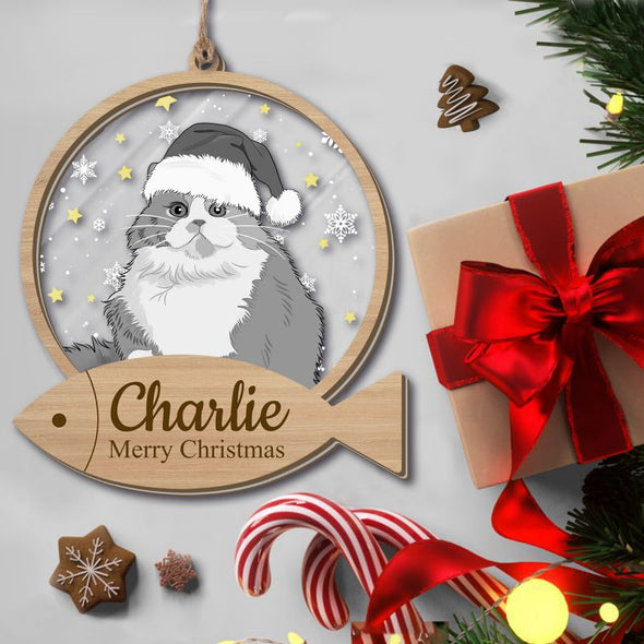 Personalized Cat Photo Christmas Ornaments 2024 Bulk Custom Dog First Christmas Xmas in Memory of Pet