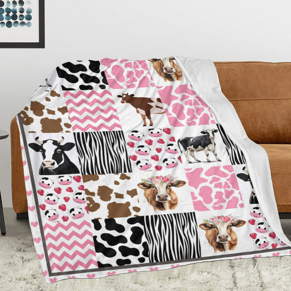 Cow Print Blanket, Cute Cow Throw Blanket Soft Sofa Couch Bed Travel Bedding Room Decor for Kids Teens Adults Christmas Gifts