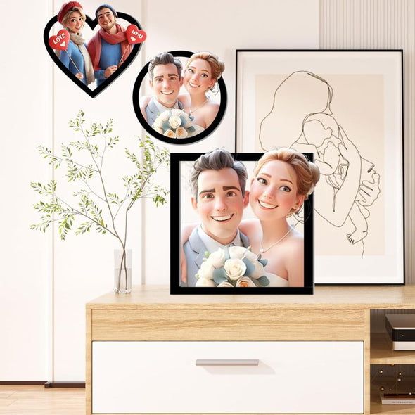 Personalized Cartoon Style 3d Photo Wooden Sign Custom 3D Picture Portrait Wall Art Decor Valentine's Day Couple Gift For Him, Her