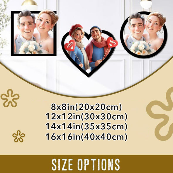 Personalized Cartoon Style 3d Photo Wooden Sign Custom 3D Picture Portrait Wall Art Decor Valentine's Day Couple Gift For Him, Her