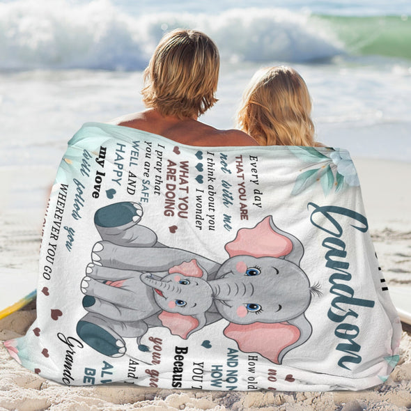 Grandson Blanket Gifts from Grandma, Grandpa, Grandparents, Nana, Grandson Birthday Graduation Soft Bed Throws Blankets