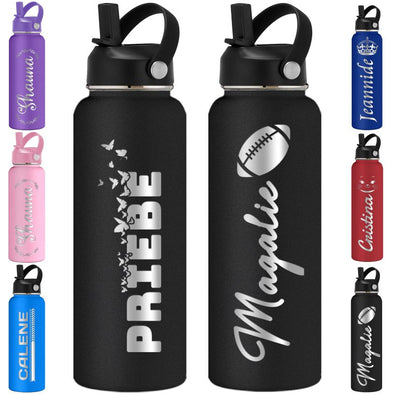 Custom Water Bottles 12oz/18oz/24oz/32oz/40oz Bulk, Personalized Stainless Steel Insulated Bottle Engraved Logo Name for School Kids Adult-1 PCS