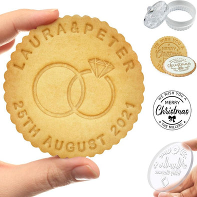 Personalized Cookie Stamp Custom Christmas Cookie Press Baking Acrylic Cutter for Wedding Birthday Holidays Gifts