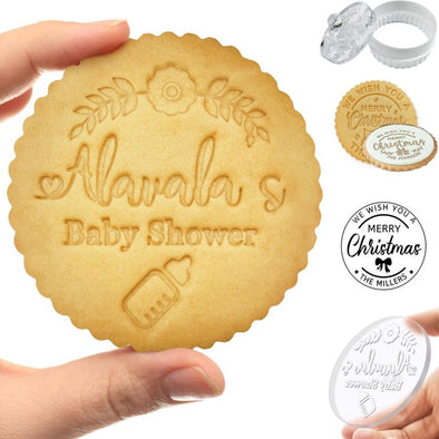 Personalized Cookie Stamp Custom Christmas Cookie Press Baking Acrylic Cutter for Wedding Birthday Holidays Gifts