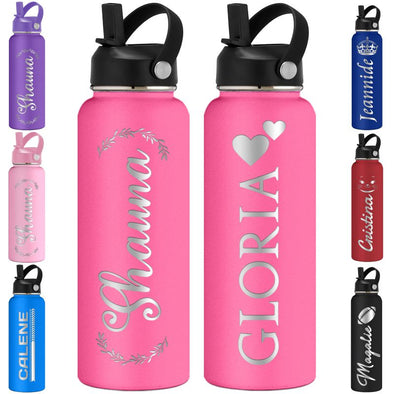 Custom Water Bottles 12oz/18oz/24oz/32oz/40oz Bulk, Personalized Stainless Steel Insulated Bottle Engraved Logo Name for School Kids Adult-1 PCS