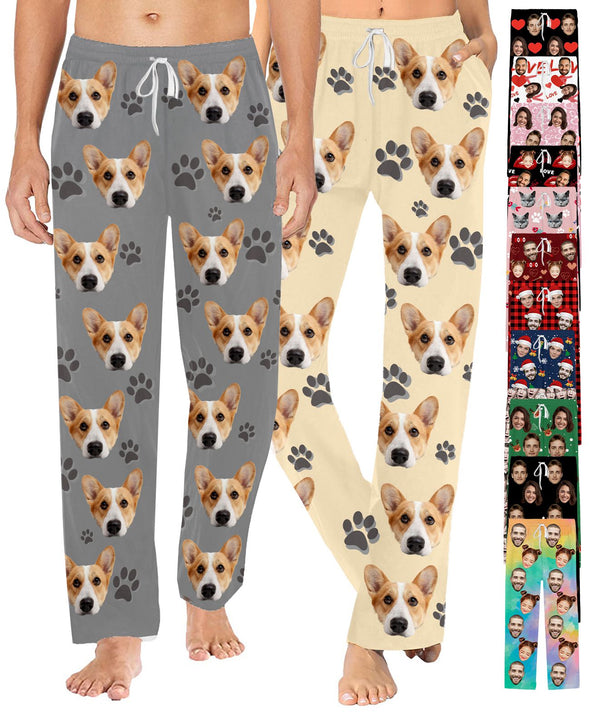 Custom Matching Pajamas Pants for Couples Personalized Pj Bottoms with Photo for Women Men Christmas Valentine Gifts