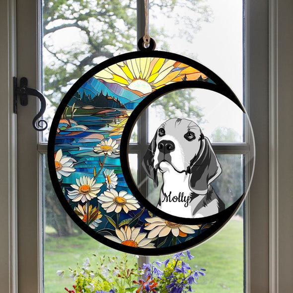 Custom Dog Memorial Suncatcher Ornament Personalized Pet Cat Remembrance Sympathy Gifts with Picture Name for Loss of Dog