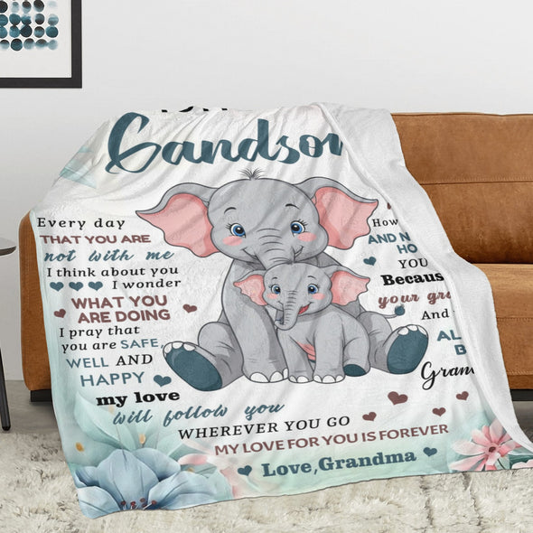 Grandson Blanket Gifts from Grandma, Grandpa, Grandparents, Nana, Grandson Birthday Graduation Soft Bed Throws Blankets