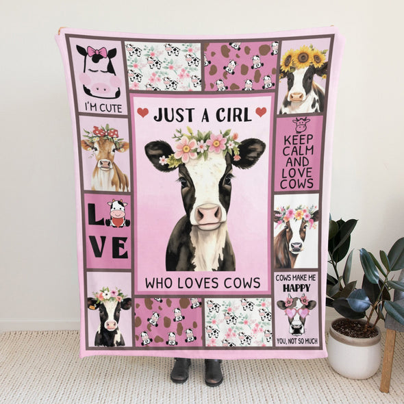 Cow Print Blanket, Cute Cow Throw Blanket Soft Sofa Couch Bed Travel Bedding Room Decor for Kids Teens Adults Christmas Gifts