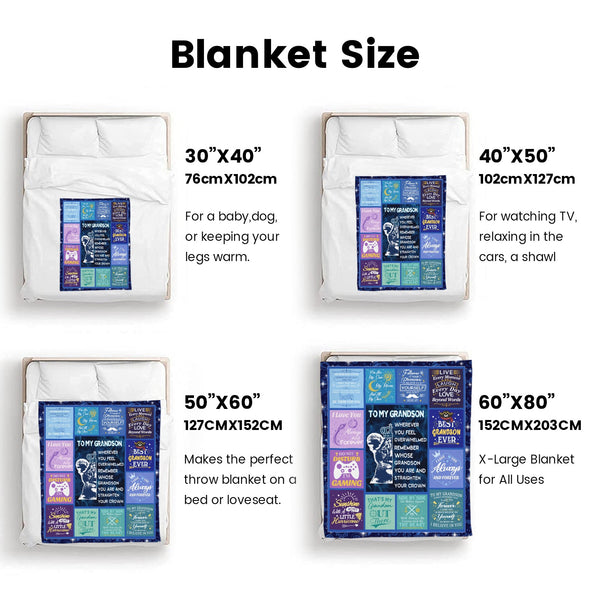 Grandson Blanket Gifts from Grandma, Grandpa, Grandparents, Nana, Grandson Birthday Graduation Soft Bed Throws Blankets