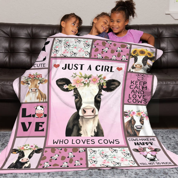 Cow Print Blanket, Cute Cow Throw Blanket Soft Sofa Couch Bed Travel Bedding Room Decor for Kids Teens Adults Christmas Gifts