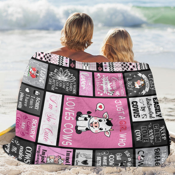 Cow Print Blanket, Cute Cow Throw Blanket Soft Sofa Couch Bed Travel Bedding Room Decor for Kids Teens Adults Christmas Gifts