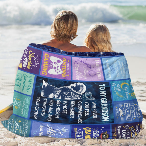 Grandson Blanket Gifts from Grandma, Grandpa, Grandparents, Nana, Grandson Birthday Graduation Soft Bed Throws Blankets