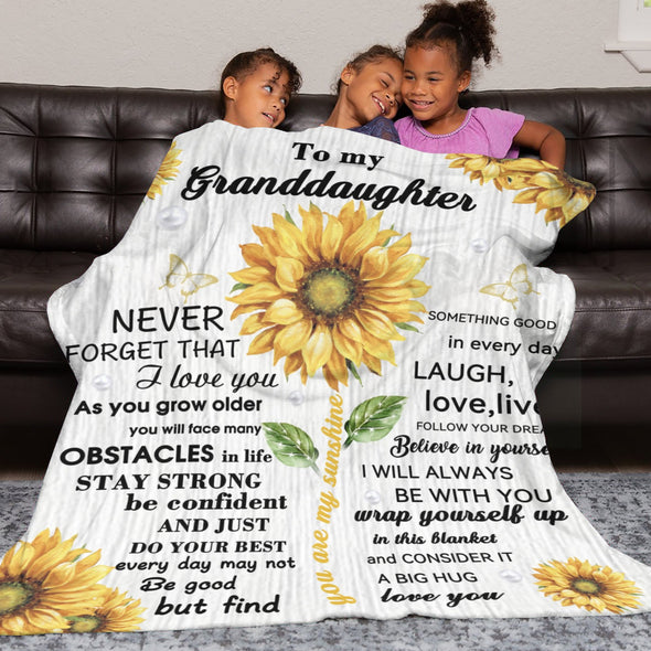 Granddaughter Blanket from Grandma, Birthday Gifts Throw Blanket from Grandparents, Christmas Graduation Wedding Valentine Gifts