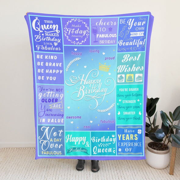 Birthday Gifts for Women Blanket, Happy Birthday Decorations Throw for Girls Her Friend Mom Sister Grandma Wife