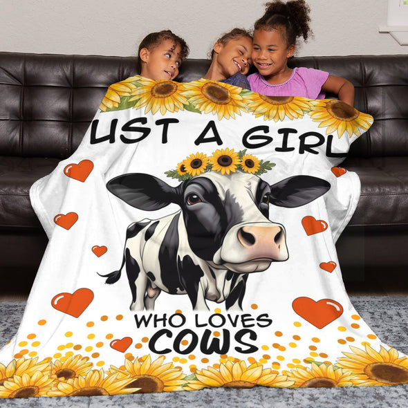 Cow Print Blanket, Cute Cow Throw Blanket Soft Sofa Couch Bed Travel Bedding Room Decor for Kids Teens Adults Christmas Gifts