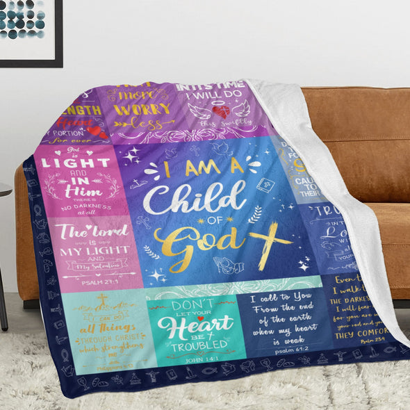 Christian Gifts for Women Blankets, I Am a Child of God Blankets, Inspirational Religious Birthday Gifts, Catholic Spiritual Gifts for Women