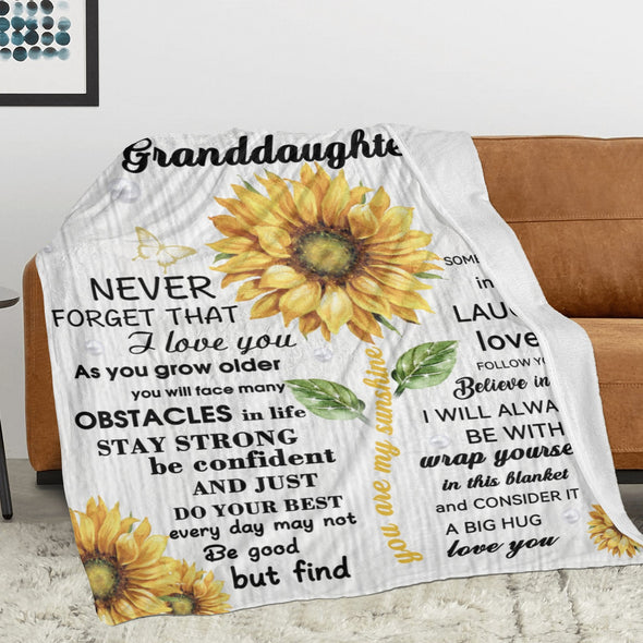 Granddaughter Blanket from Grandma, Birthday Gifts Throw Blanket from Grandparents, Christmas Graduation Wedding Valentine Gifts