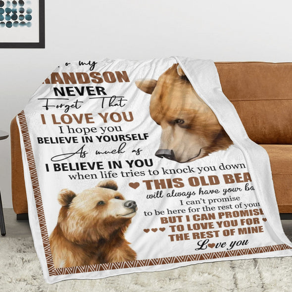 Grandson Blanket Gifts from Grandma, Grandpa, Grandparents, Nana, Grandson Birthday Graduation Soft Bed Throws Blankets