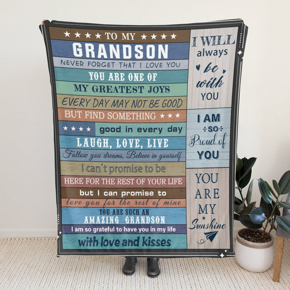 Grandson Blanket Gifts from Grandma, Grandpa, Grandparents, Nana, Grandson Birthday Graduation Soft Bed Throws Blankets