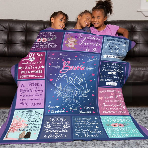 Bestie Blanket, Best Friend Birthday Gifts, Sister Throw Blanket Graduation Gifts Ideas for Women, Friendship Unique Gifts