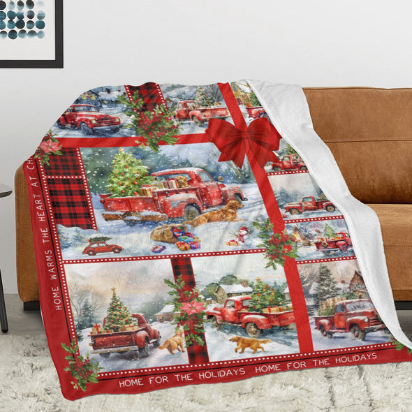 Christmas Blanket, Xmas Gift, Holiday Theme Red Throw for Couch and Bed Home Decor for Mom Women Girls Wife