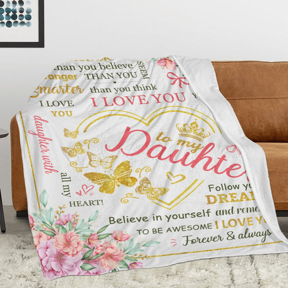 Daughter Blanket, Daughter Birthday Gift, Throw Blanket from Mom Dad, Graduation Christmas Wedding Mothers Day Gifts