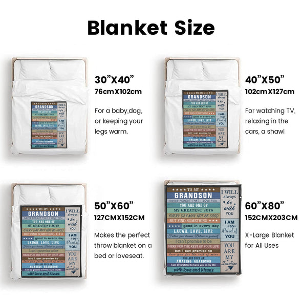 Grandson Blanket Gifts from Grandma, Grandpa, Grandparents, Nana, Grandson Birthday Graduation Soft Bed Throws Blankets