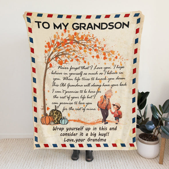 Grandson Blanket Gifts from Grandma, Grandpa, Grandparents, Nana, Grandson Birthday Graduation Soft Bed Throws Blankets