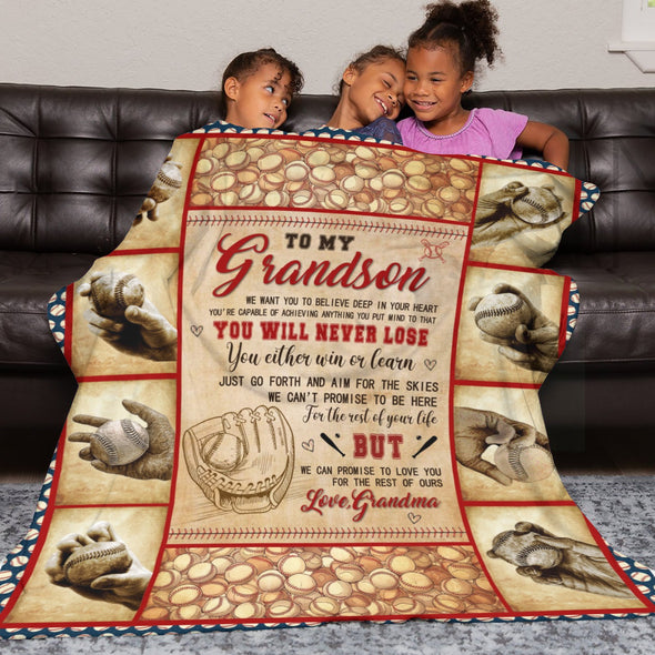 Grandson Blanket Gifts from Grandma, Grandpa, Grandparents, Nana, Grandson Birthday Graduation Soft Bed Throws Blankets