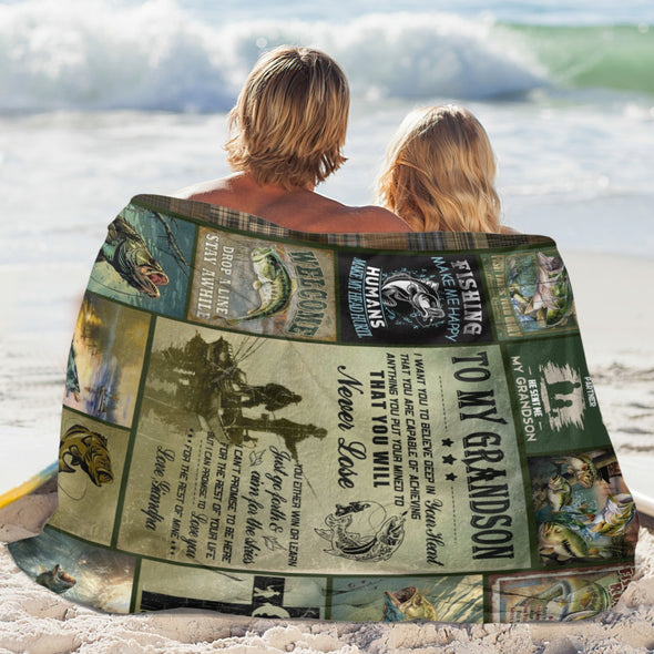 Grandson Blanket Gifts from Grandma, Grandpa, Grandparents, Nana, Grandson Birthday Graduation Soft Bed Throws Blankets