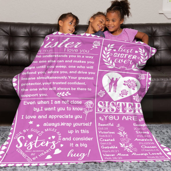 Sister Blanket Gifts, Throw Blankets Gift for Mothers Day, Christmas, Happy Birthday Gifts, Sisters Graduation Gifts Ideas for Women