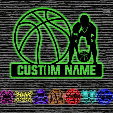 Custom Basketball Neon Sign Light Personalized Lamp with Name for Room Wall Decor Sport Christmas Birthday Gift