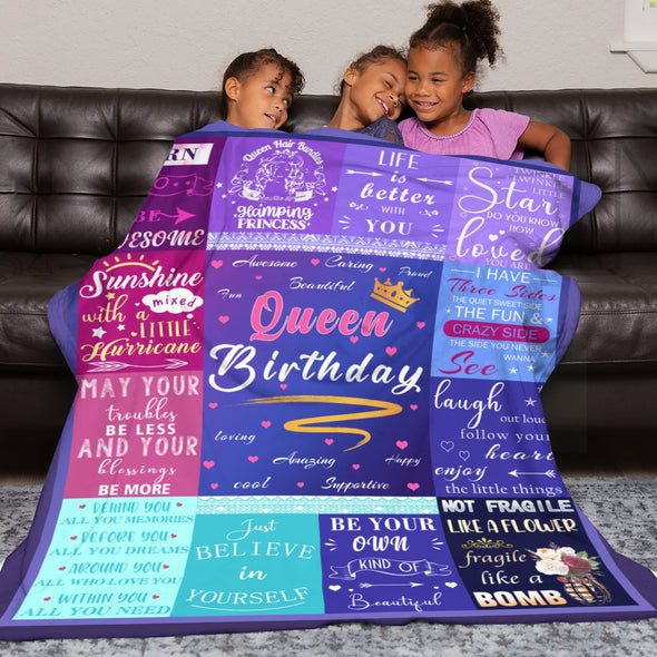 Birthday Gifts for Women Blanket, Happy Birthday Decorations Throw for Girls Her Friend Mom Sister Grandma Wife