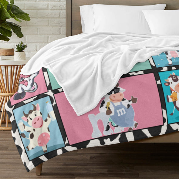 Cow Print Blanket, Cute Cow Throw Blanket Soft Sofa Couch Bed Travel Bedding Room Decor for Kids Teens Adults Christmas Gifts