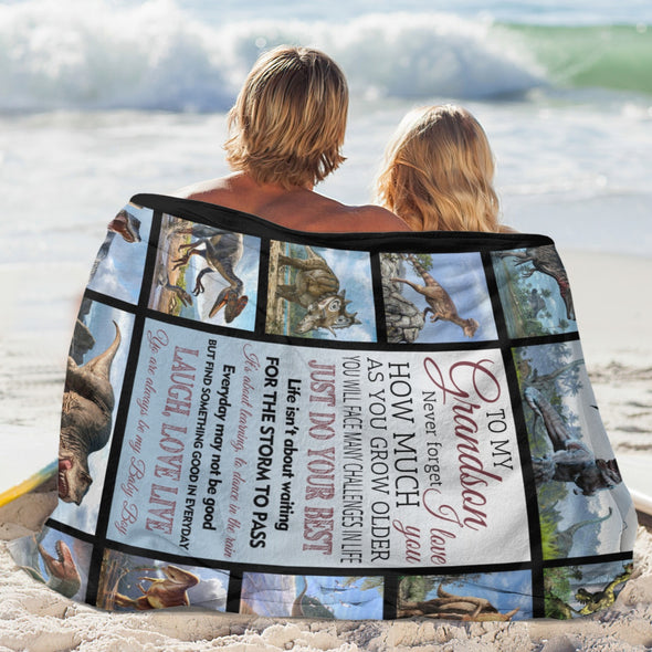 Grandson Blanket Gifts from Grandma, Grandpa, Grandparents, Nana, Grandson Birthday Graduation Soft Bed Throws Blankets