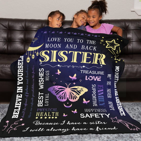 Sister Blanket Gifts, Throw Blankets Gift for Mothers Day, Christmas, Happy Birthday Gifts, Sisters Graduation Gifts Ideas for Women