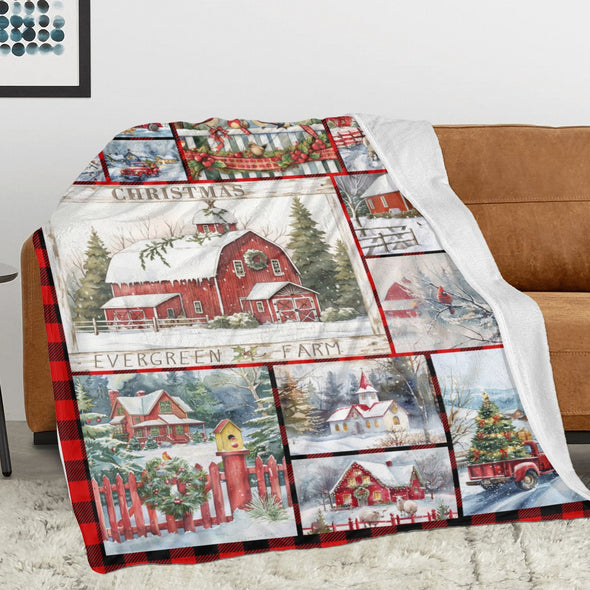 Christmas Blanket, Xmas Gift, Holiday Theme Red Throw for Couch and Bed Home Decor for Mom Women Girls Wife