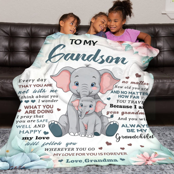 Grandson Blanket Gifts from Grandma, Grandpa, Grandparents, Nana, Grandson Birthday Graduation Soft Bed Throws Blankets