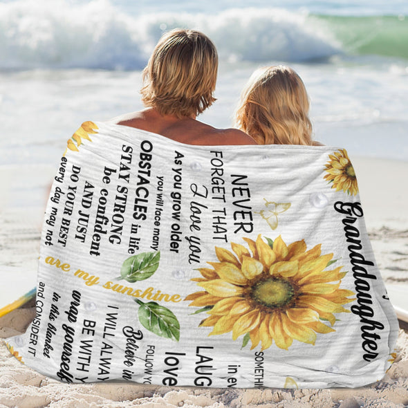 Granddaughter Blanket from Grandma, Birthday Gifts Throw Blanket from Grandparents, Christmas Graduation Wedding Valentine Gifts