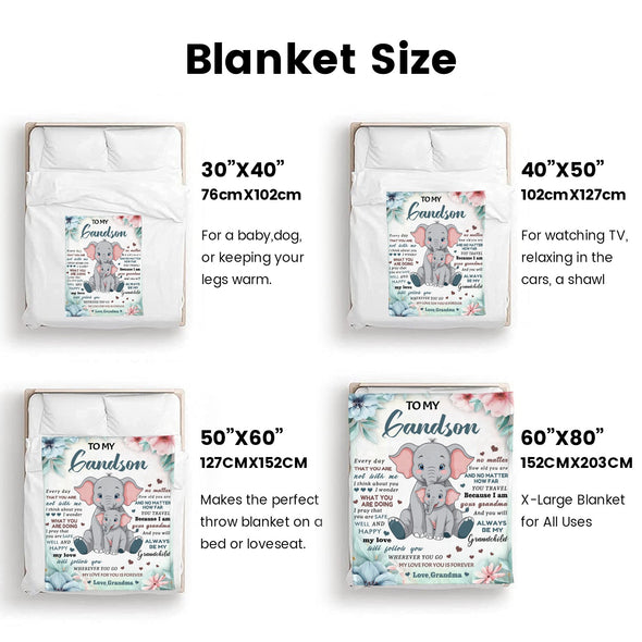 Grandson Blanket Gifts from Grandma, Grandpa, Grandparents, Nana, Grandson Birthday Graduation Soft Bed Throws Blankets