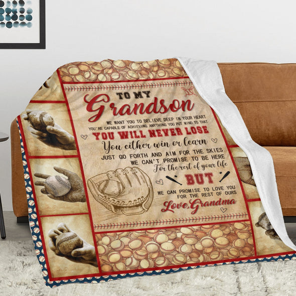 Grandson Blanket Gifts from Grandma, Grandpa, Grandparents, Nana, Grandson Birthday Graduation Soft Bed Throws Blankets