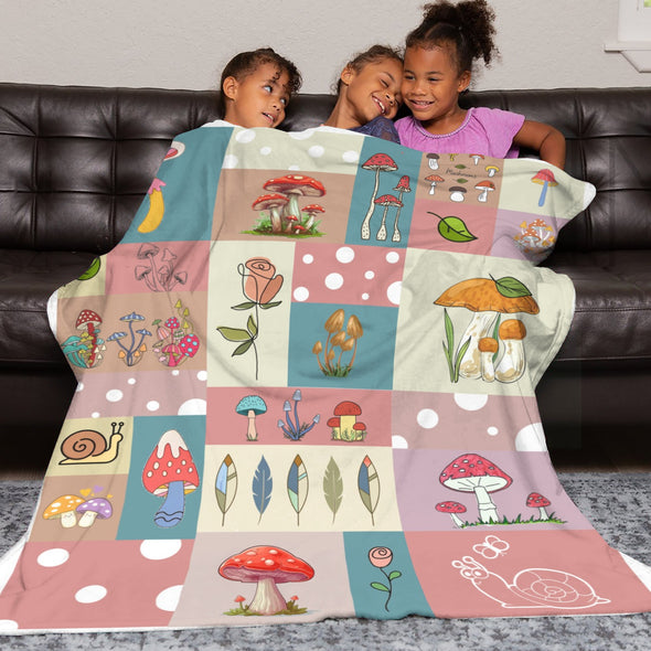 Mushroom Blanket Gifts for Kids Women Throw Blanket for Bed Couch Christmas Home Decorative All Season