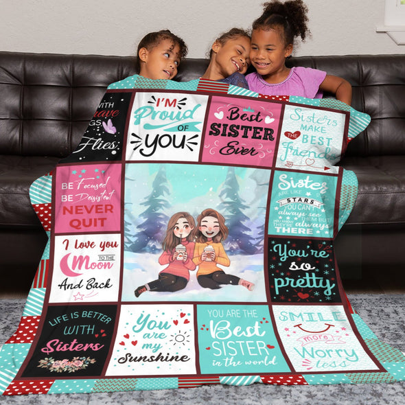 Sister Blanket Gifts, Throw Blankets Gift for Mothers Day, Christmas, Happy Birthday Gifts, Sisters Graduation Gifts Ideas for Women