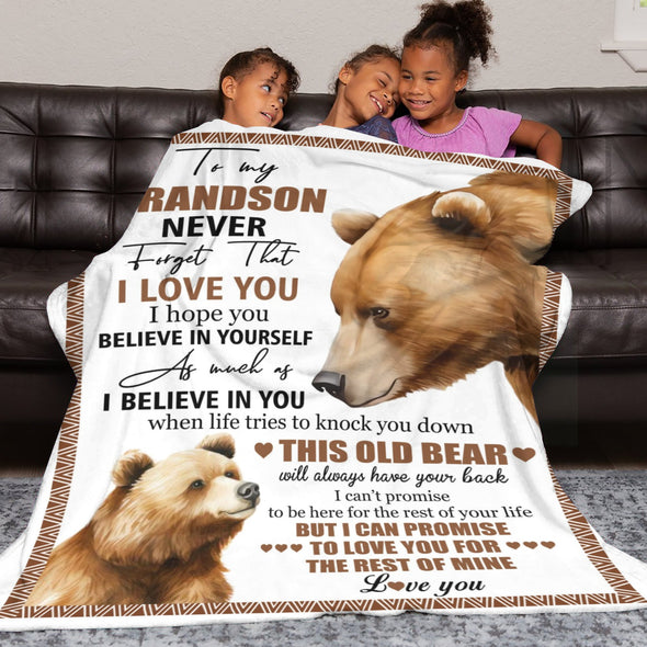 Grandson Blanket Gifts from Grandma, Grandpa, Grandparents, Nana, Grandson Birthday Graduation Soft Bed Throws Blankets